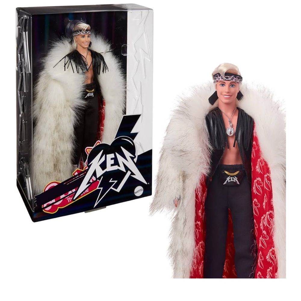 Limited Edition Barbie Movie Ken Doll with White Fur Coat and Red Lining